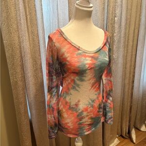 Multicolor Tie-Dye Women's Burn out Top